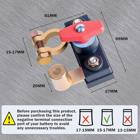 2Pcs Car Battery Cut-Off Switch,Pure Copper Car Battery Disconnect Switch,12V-24V Battery Shut Off Switch for Car RV Boat Truck ATV,Easy to Install,Secure,High Conductivity in Kuwait