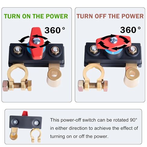 2Pcs Car Battery Cut-Off Switch,Pure Copper Car Battery Disconnect Switch,12V-24V Battery Shut Off Switch for Car RV Boat Truck ATV,Easy to Install,Secure,High Conductivity in Kuwait