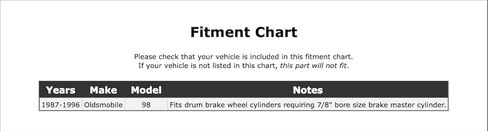 Rear Drum Brake Wheel Cylinder Kit Compatible With Oldsmobile 98 1996 1995 1994 1993 1992 1991 1990 1989 1988 1987 P-3432371 in Kuwait