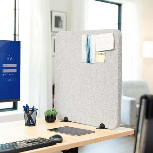 VIVO Gray Freestanding 24 x 24 inch Privacy Panel, Sound Absorbing Cubicle Desk Divider, Acoustic Partition, PP-1-V024G-S in Kuwait