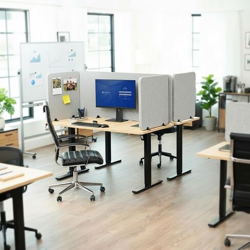 VIVO Gray Freestanding 24 x 24 inch Privacy Panel, Sound Absorbing Cubicle Desk Divider, Acoustic Partition, PP-1-V024G-S in Kuwait