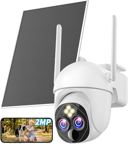 Solar Security Cameras Wireless Outdoor, HD 10× Zoom Cameras for Home Security, PIR Detection/IP65 Weatherproof/2-Way Audio/360°View in Saudi Arabia