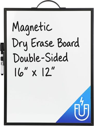 Mr. Pen- Small Magnetic White Board, 16"x12", Double-Sided Magnetic Dry Erase Board with Handle & Dry Erase Marker, Portable Aluminum Frame Whiteboard for Office, Home, Classroom, Studying & Planning in Kuwait
