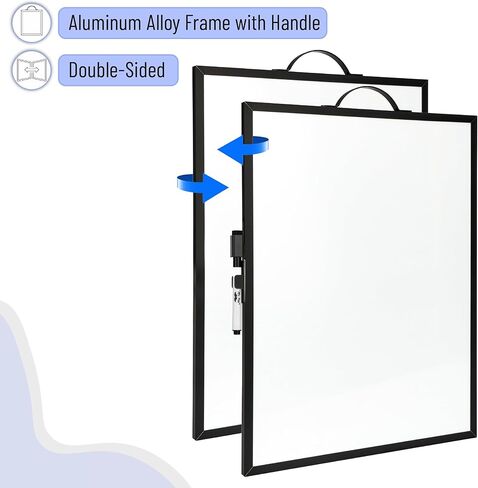 Mr. Pen- Small Magnetic White Board, 16"x12", Double-Sided Magnetic Dry Erase Board with Handle & Dry Erase Marker, Portable Aluminum Frame Whiteboard for Office, Home, Classroom, Studying & Planning in Kuwait
