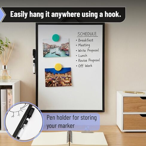 Mr. Pen- Small Magnetic White Board, 16"x12", Double-Sided Magnetic Dry Erase Board with Handle & Dry Erase Marker, Portable Aluminum Frame Whiteboard for Office, Home, Classroom, Studying & Planning in Kuwait