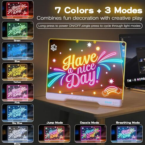 لوحة رسم بإضاءة LED مقاس 16 بوصة للأطفال، تابلت فني متوهج قابل لإعادة الشحن مع 12 لونًا، سطح مسح جاف مع ورق تتبع، تتضمن أقلام تحديد وحامل - لعبة هدية للأطفال/الفتيات/المراهقين in Kuwait