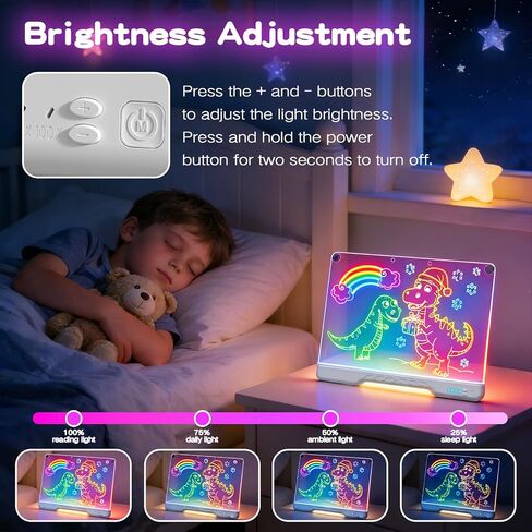 لوحة رسم بإضاءة LED مقاس 16 بوصة للأطفال، تابلت فني متوهج قابل لإعادة الشحن مع 12 لونًا، سطح مسح جاف مع ورق تتبع، تتضمن أقلام تحديد وحامل - لعبة هدية للأطفال/الفتيات/المراهقين in Kuwait