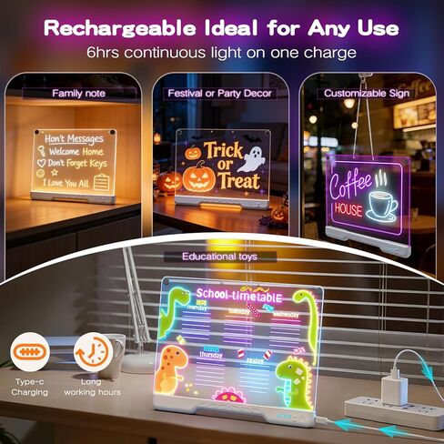 لوحة رسم بإضاءة LED مقاس 16 بوصة للأطفال، تابلت فني متوهج قابل لإعادة الشحن مع 12 لونًا، سطح مسح جاف مع ورق تتبع، تتضمن أقلام تحديد وحامل - لعبة هدية للأطفال/الفتيات/المراهقين in Kuwait
