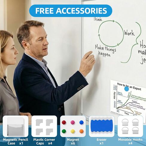 VOWNER 72"x48" Magnetic Dry Erase Board for Wall,Hanging Mounted Whiteboard with Silver Aluminum Frame, Includes Eraser, Tray and Magnets,Large Foldable Portable Whiteboard for Home, Office, School in Kuwait
