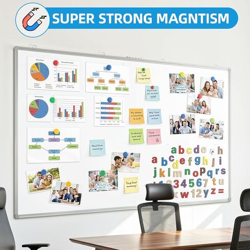 VOWNER 72"x48" Magnetic Dry Erase Board for Wall,Hanging Mounted Whiteboard with Silver Aluminum Frame, Includes Eraser, Tray and Magnets,Large Foldable Portable Whiteboard for Home, Office, School in Kuwait