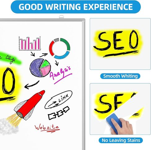 VOWNER 72"x48" Magnetic Dry Erase Board for Wall,Hanging Mounted Whiteboard with Silver Aluminum Frame, Includes Eraser, Tray and Magnets,Large Foldable Portable Whiteboard for Home, Office, School in Kuwait