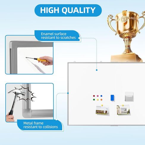 VOWNER 72"x48" Magnetic Dry Erase Board for Wall,Hanging Mounted Whiteboard with Silver Aluminum Frame, Includes Eraser, Tray and Magnets,Large Foldable Portable Whiteboard for Home, Office, School in Kuwait