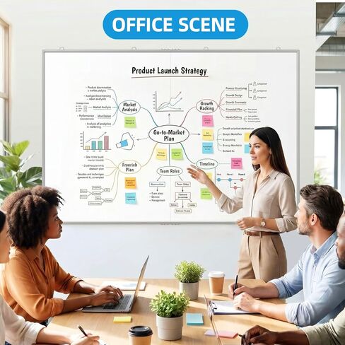 VOWNER 72"x48" Magnetic Dry Erase Board for Wall,Hanging Mounted Whiteboard with Silver Aluminum Frame, Includes Eraser, Tray and Magnets,Large Foldable Portable Whiteboard for Home, Office, School in Kuwait