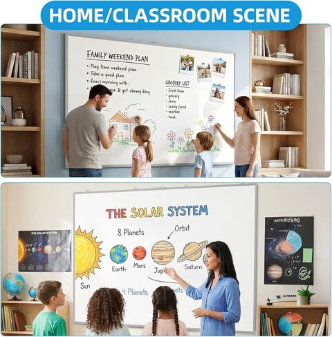 VOWNER 72"x48" Magnetic Dry Erase Board for Wall,Hanging Mounted Whiteboard with Silver Aluminum Frame, Includes Eraser, Tray and Magnets,Large Foldable Portable Whiteboard for Home, Office, School in Kuwait