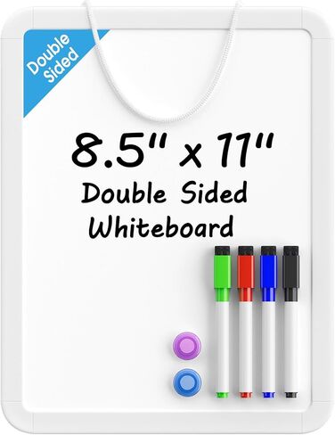 MaxGear Small Dry Erase Board 8.5x11 Inches, Double Sided Mini Whiteboard for Wall, Desk, Fridge, Includes 4 Markers and 2 Magnets, Smooth Dry-Erase Surface, Lightweight and Portable in Kuwait