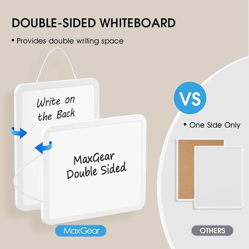 MaxGear Small Dry Erase Board 8.5x11 Inches, Double Sided Mini Whiteboard for Wall, Desk, Fridge, Includes 4 Markers and 2 Magnets, Smooth Dry-Erase Surface, Lightweight and Portable in Kuwait