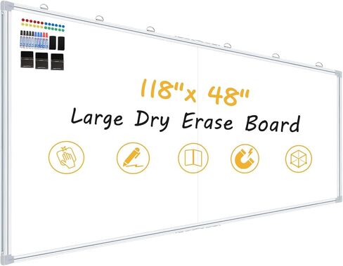 96"X48" Large Magnetic Whiteboard - 8x4 Feet Non-Reflective Coated Surface, Foldable Dry Erase Board, Black Aluminum Frame ，Suitable for Training Rooms and (Professional Accessory Set) in Kuwait