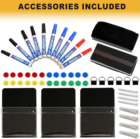 96"X48" Large Magnetic Whiteboard - 8x4 Feet Non-Reflective Coated Surface, Foldable Dry Erase Board, Black Aluminum Frame ，Suitable for Training Rooms and (Professional Accessory Set) in Kuwait