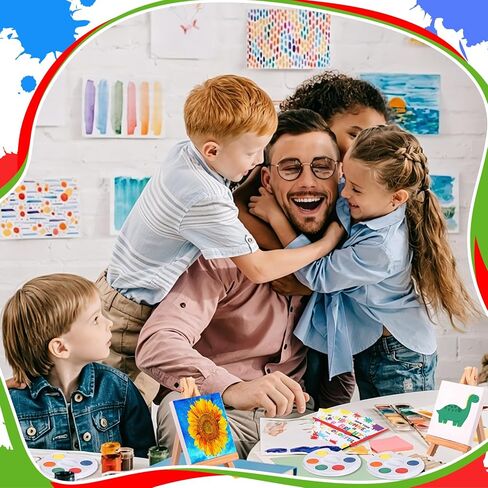 AmazingSpark 24 Set End of Year Gift for Kids Painting Kits with Watercolor Paint Mini Panel Easel Palette Brush Card for Congrats Graduation End of Year Party Favors Exchanges Gift Classroom Prizes in Kuwait