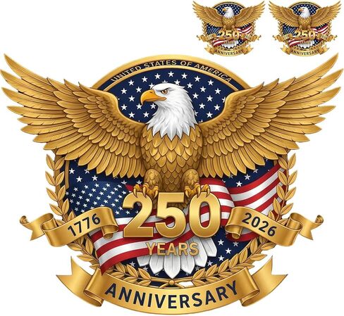 250 Anniversary USA Merchandise, 2Packs 250th Anniversary USA Car Window Decal Sticker, 1776-2026 American Flag Patriotic Eagle Vinyl Decal for Car Truck Bumper Laptop Window Decor in Kuwait