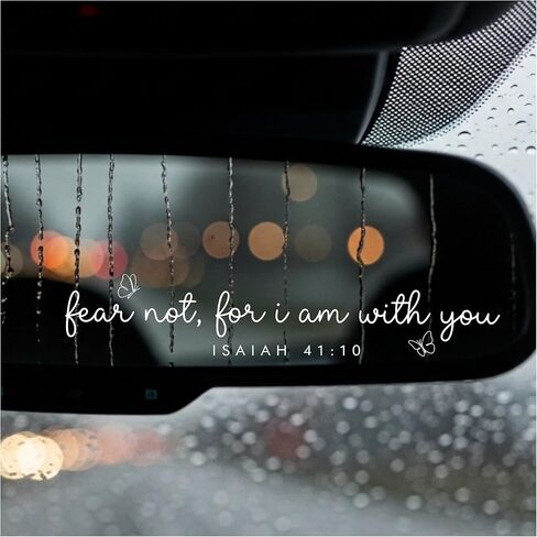 قطعتان من ملصق السيارة المسيحية Fear Not for I Am with You - ملصق فينيل آية الكتاب المقدس Isaiah 41:10، ملصق ممتص للصدمات من الكتاب المقدس الملهم على شكل فراشة، هدية الإيمان فوق الخوف للنساء المسيحيات القلق، أسود in Kuwait