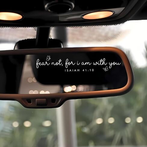 قطعتان من ملصق السيارة المسيحية Fear Not for I Am with You - ملصق فينيل آية الكتاب المقدس Isaiah 41:10، ملصق ممتص للصدمات من الكتاب المقدس الملهم على شكل فراشة، هدية الإيمان فوق الخوف للنساء المسيحيات القلق، أسود in Kuwait