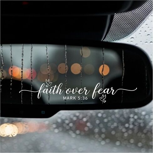 قطعتان من ملصق السيارة المسيحية Fear Not for I Am with You - ملصق فينيل آية الكتاب المقدس Isaiah 41:10، ملصق ممتص للصدمات من الكتاب المقدس الملهم على شكل فراشة، هدية الإيمان فوق الخوف للنساء المسيحيات القلق، أسود in Kuwait