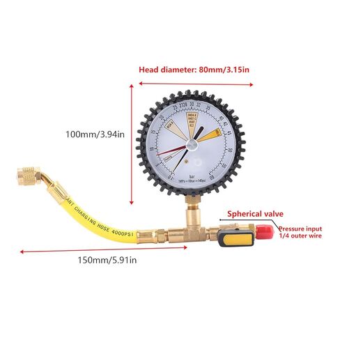 مقياس اختبار ضغط النيتروجين لتبريد التيار المتردد R134a R410A R22-60 إلى 60 PSI in Kuwait