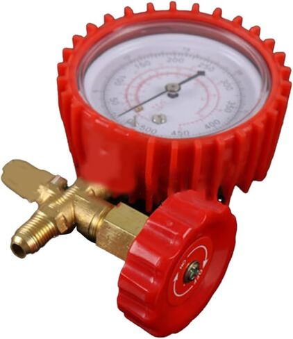 Air Conditioning Pressure Gauge for HVAC Charging, Brass Manifold Meter with Sealed Valve to Prevent Venting(RED) in Kuwait