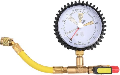 Air Conditioning Nitrogen Pressure Test Gauge with Ball Valve, 1/4"" SAE, -1~60bar, for R134a R22 R407C R410A HVAC Testing in Kuwait