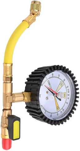 Air Conditioning Nitrogen Pressure Test Gauge with Ball Valve, 1/4"" SAE, -1~60bar, for R134a R22 R407C R410A HVAC Testing in Kuwait