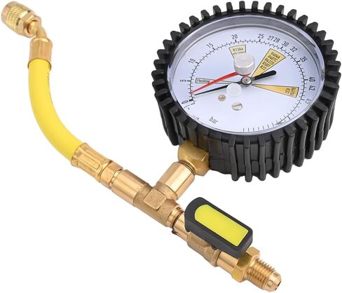 Air Conditioning Nitrogen Pressure Test Gauge with Ball Valve, 1/4"" SAE, -1~60bar, for R134a R22 R407C R410A HVAC Testing in Kuwait