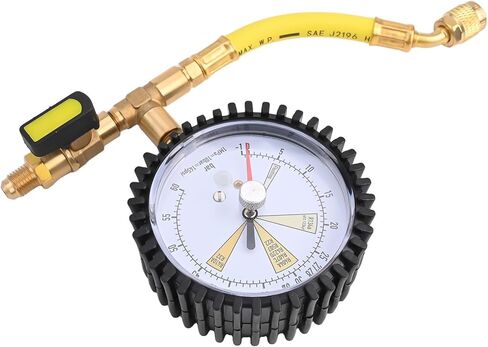 Air Conditioning Nitrogen Pressure Test Gauge with Ball Valve, 1/4"" SAE, -1~60bar, for R134a R22 R407C R410A HVAC Testing in Kuwait