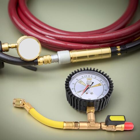 Air Conditioning Nitrogen Pressure Test Gauge with Ball Valve, 1/4"" SAE, -1~60bar, for R134a R22 R407C R410A HVAC Testing in Kuwait