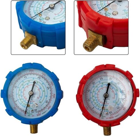 2Pack HVAC Gauge Set For R22 R410A R134A R404A, High Low Pressure Meter With PSI KPA Units, Red 0-800PSI And 0-500PSI Gauges For Conditioner Diagnosis And Maintenance in Kuwait