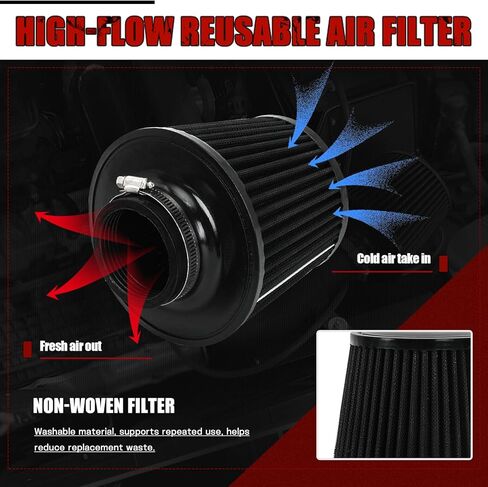 PTNHZ Cold Air Intake System Kit w/Heat Shield Compatible With 2013-2020 Audi A3 Q3 Seat Skoda VW Beetle Golf Jetta Santana EA211 1.2T 1.4T TSI Engine in Kuwait