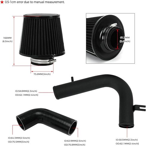 PTNHZ Cold Air Intake System Kit w/Heat Shield Compatible With 2013-2020 Audi A3 Q3 Seat Skoda VW Beetle Golf Jetta Santana EA211 1.2T 1.4T TSI Engine in Kuwait