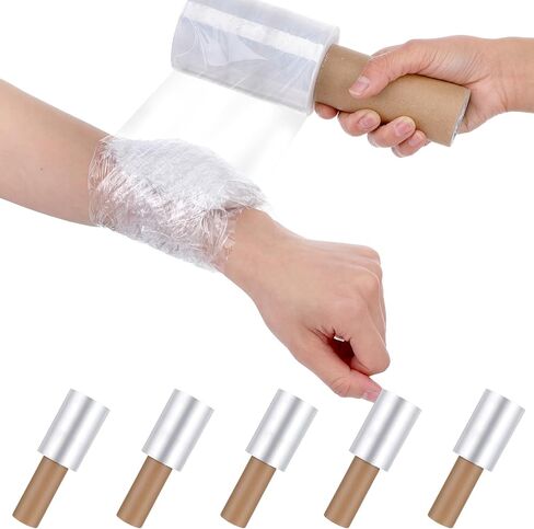 5 Pack Clear Stretch Wrap Film with Handle, 4 Inch x 492 Ft Plastic Wrap for Tattoo, Athletic Ice Pack, Moving and Shipping Supplies in Kuwait