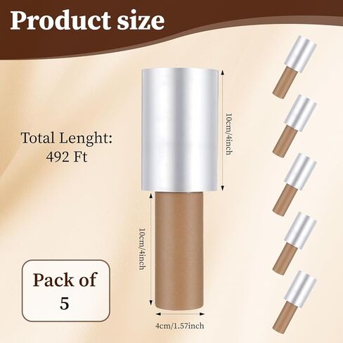 5 Pack Clear Stretch Wrap Film with Handle, 4 Inch x 492 Ft Plastic Wrap for Tattoo, Athletic Ice Pack, Moving and Shipping Supplies in Kuwait