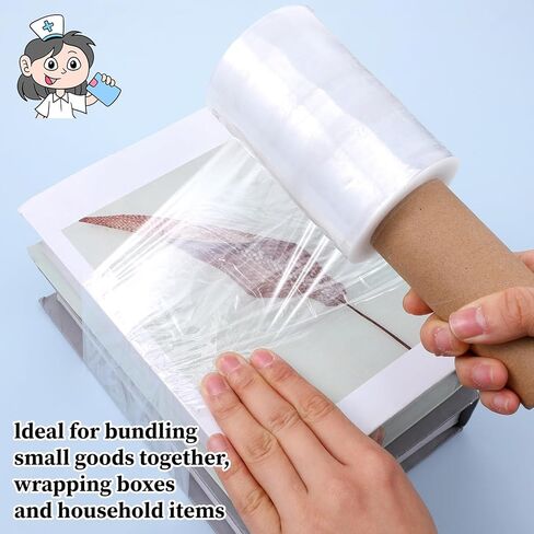 5 Pack Clear Stretch Wrap Film with Handle, 4 Inch x 492 Ft Plastic Wrap for Tattoo, Athletic Ice Pack, Moving and Shipping Supplies in Kuwait