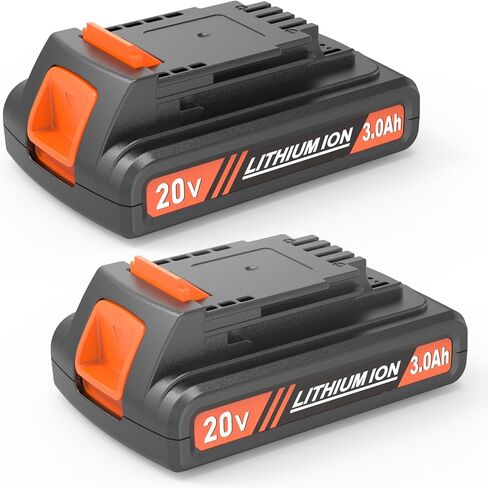 2 Pack 3.0Ah 20v Battery Replacement for Black and Decker 20v Max Lithium Battery LBX20, Compatible with All Black and Decker 20v Cordless Power Tools and Charger. in Saudi Arabia