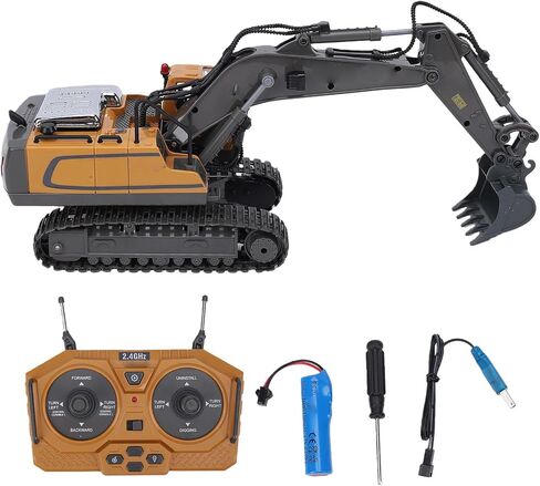 Naroote Remote Control Excavator, Alloy Remote Control Excavator Toy with 2.4GHz, 1200mAh Rechargeable Battery, Movable Arm, Construction Vehicle Toy for Children in Kuwait