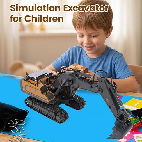 Naroote Remote Control Excavator, Alloy Remote Control Excavator Toy with 2.4GHz, 1200mAh Rechargeable Battery, Movable Arm, Construction Vehicle Toy for Children in Kuwait