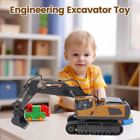 Naroote Remote Control Excavator, Alloy Remote Control Excavator Toy with 2.4GHz, 1200mAh Rechargeable Battery, Movable Arm, Construction Vehicle Toy for Children in Kuwait