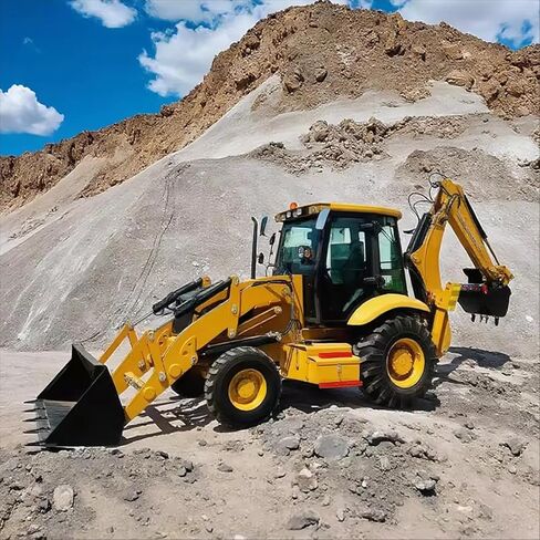 Towable Compact Backhoe Loader with Hydraulic Front Loader and Rear Excavator, Mini Loader Backhoe for Farm, Construction and Remote Job Sites in Kuwait