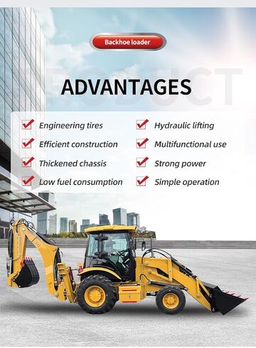 Towable Compact Backhoe Loader with Hydraulic Front Loader and Rear Excavator, Mini Loader Backhoe for Farm, Construction and Remote Job Sites in Kuwait
