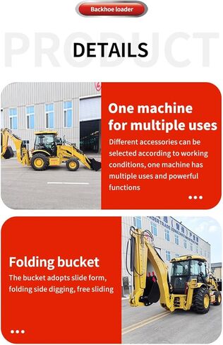 Towable Compact Backhoe Loader with Hydraulic Front Loader and Rear Excavator, Mini Loader Backhoe for Farm, Construction and Remote Job Sites in Kuwait