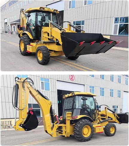 Towable Compact Backhoe Loader with Hydraulic Front Loader and Rear Excavator, Mini Loader Backhoe for Farm, Construction and Remote Job Sites in Kuwait