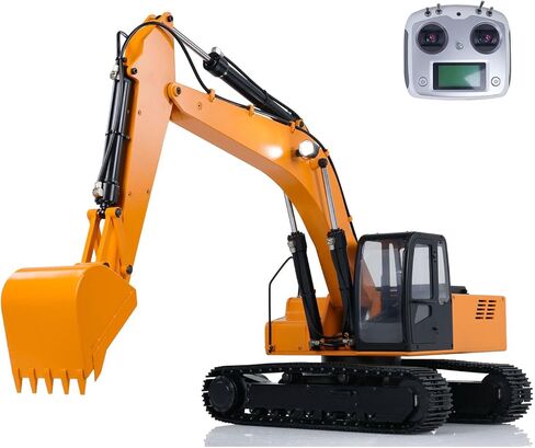 الولايات المتحدة في المخزون، JDM 1/12 RC نموذج الحفار الهيدروليكي صمام مضخة المسارات ESC وحدة تحكم راديو مطلية مجمعة باللون الأصفر نموذج هواية للأعمار من 14 عامًا فما فوق in Kuwait