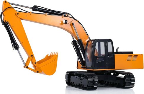 الولايات المتحدة في المخزون، JDM 1/12 RC نموذج الحفار الهيدروليكي صمام مضخة المسارات ESC وحدة تحكم راديو مطلية مجمعة باللون الأصفر نموذج هواية للأعمار من 14 عامًا فما فوق in Kuwait
